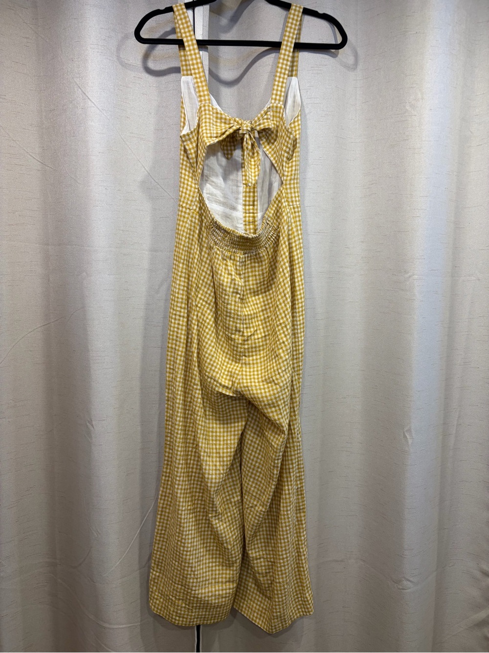 Essue Yellow Gingham Button-Front Jumpsuit - Picture 4 of 10
